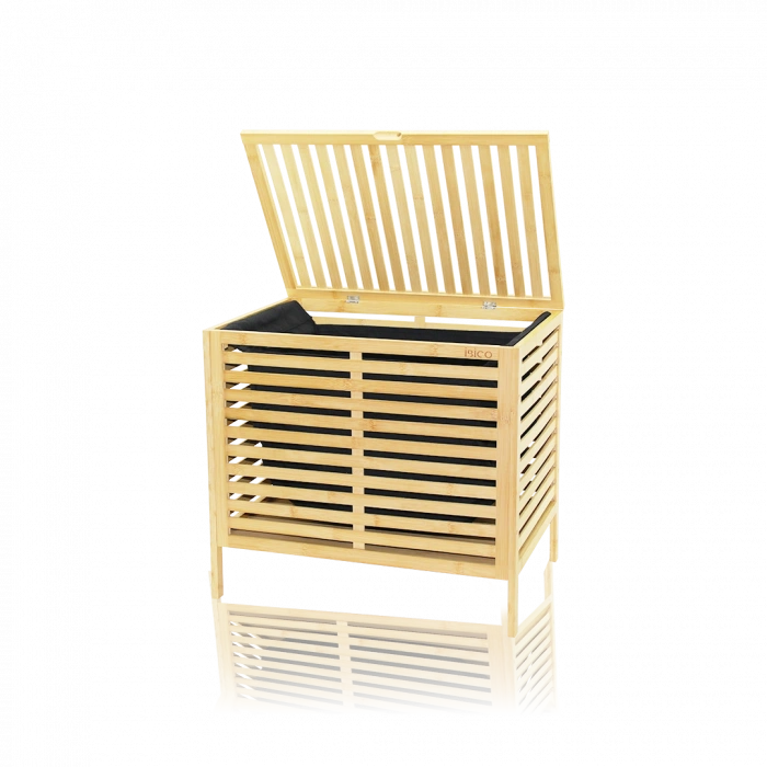 Kalın Bambu Çamaşır Sepeti 50x38x55 cm (Kumaş Torbalı)