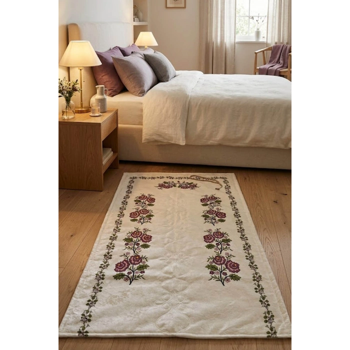 Kanaviçe Dijital Baskılı Kadife Tek Seccade 70x110cm