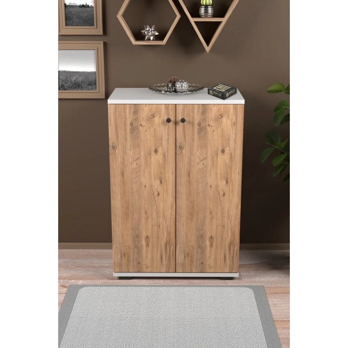 Kapaklı Ayakkabılık Çam Beyaz 86 cm