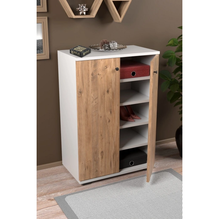 Kapaklı Ayakkabılık Çam Beyaz 86 cm