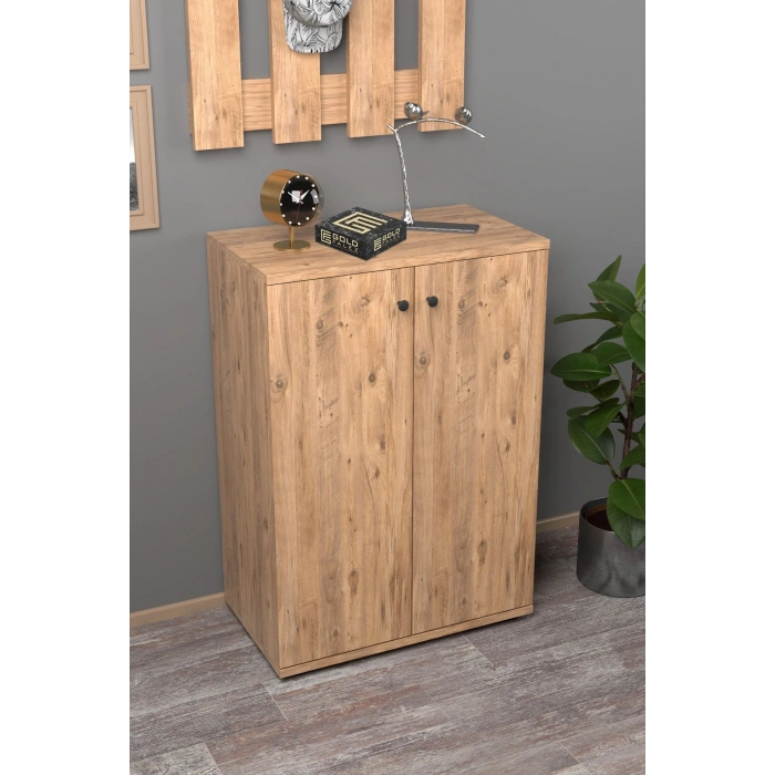 Kapaklı Ayakkabılık Ceviz Beyaz 86 cm