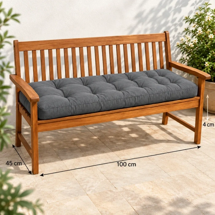 Kapitone Bank Minderi · 100 × 45 × 4 cm | Gri | İç mekân