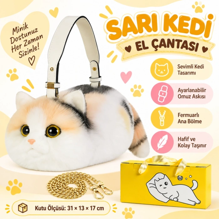 Kedi El Çantası Sarı
