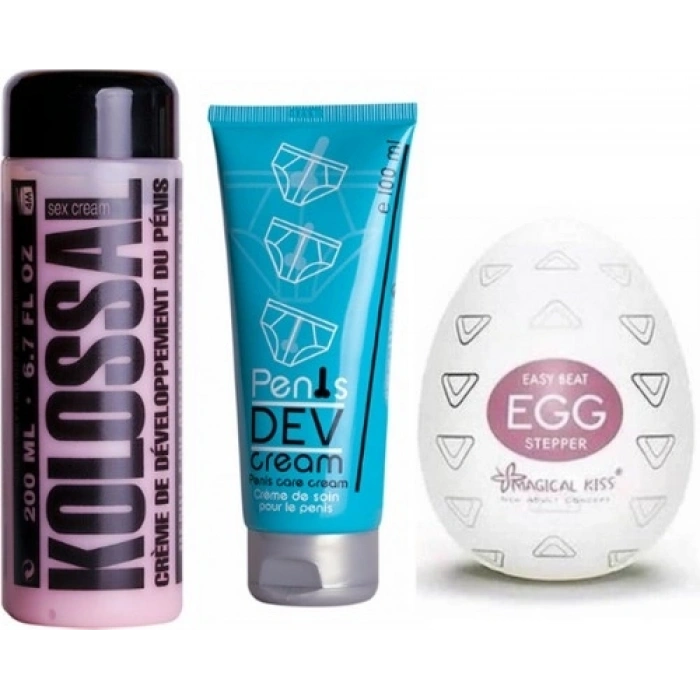 Kolossal Egg Stepper Mastürbatör ve Krem ve Penis Development Cream