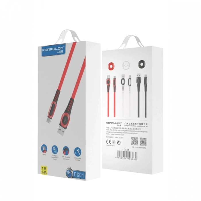 Konfulon DC01 Süper Hızlı Micro USB Kablo 1M 2.4A - Beyaz