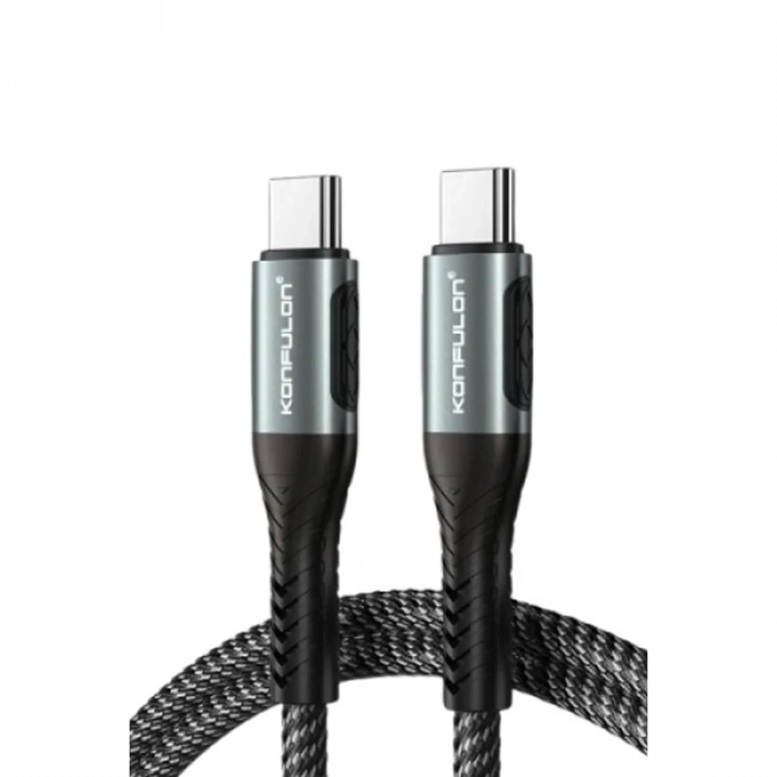 Konfulon DC43 Type-C to Type-C 1M Örgü 60W Hızlı Şarj Kablo - Siyah