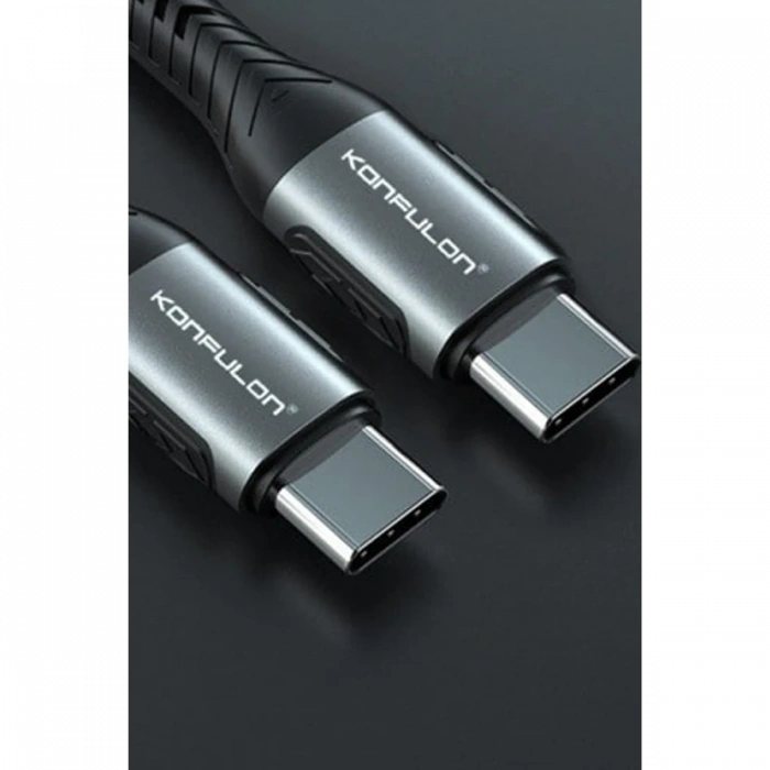 Konfulon DC43 Type-C to Type-C 1M Örgü 60W Hızlı Şarj Kablo - Siyah