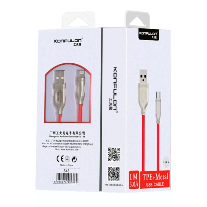 Konfulon S48 Lightning Kablo iphone Uyumlu 1M 3A - Sarı