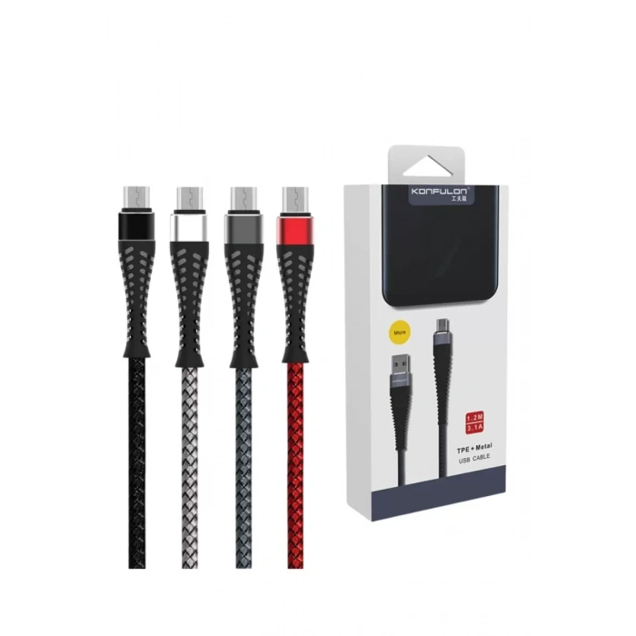 Konfulon S61 Micro USB Kablo 1.2M 2.1A - Kırmızı