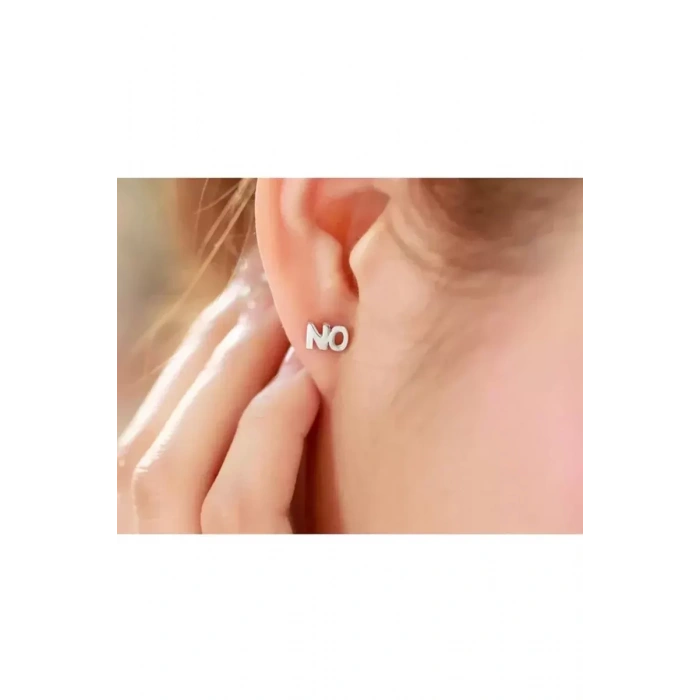 Küpe 925 Ayar Yes ve No Saplamalı Gümüş