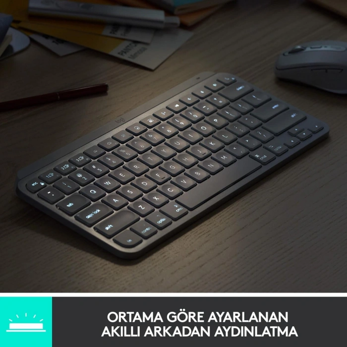 LOGITECH MX KEYS MINI MINIMALIST KABLOSUZ BLUETOOTH AYDINLATMALI Q TR KLAVYE SİYAH 920-010504