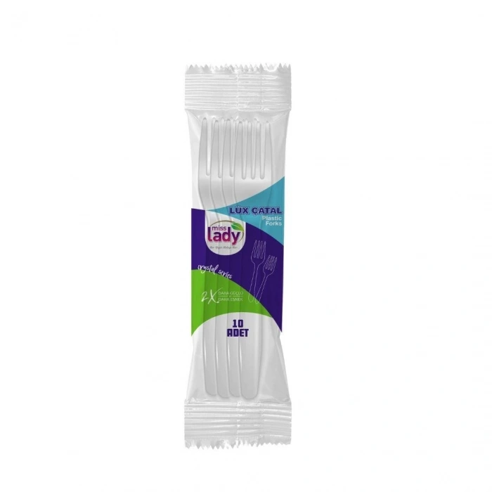 Lüks Plastik Çatal 10li