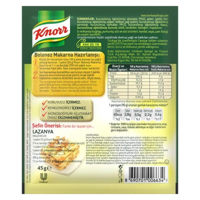 Makarna Sos Bolanez 45Gr 1 Adet