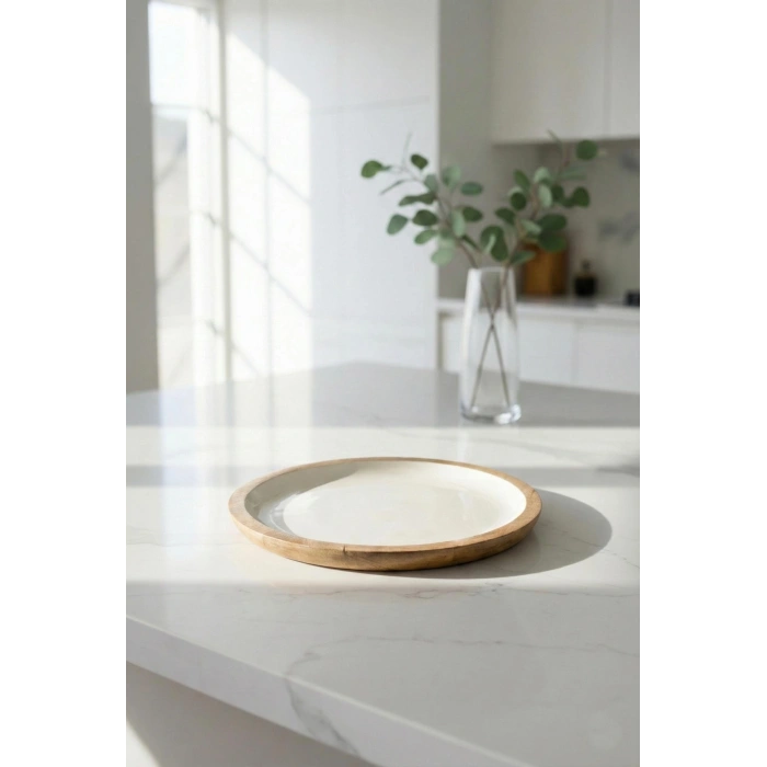 Mango Agacı Pasta Tabağı & Sunum Tabağı 20 Cm Krem