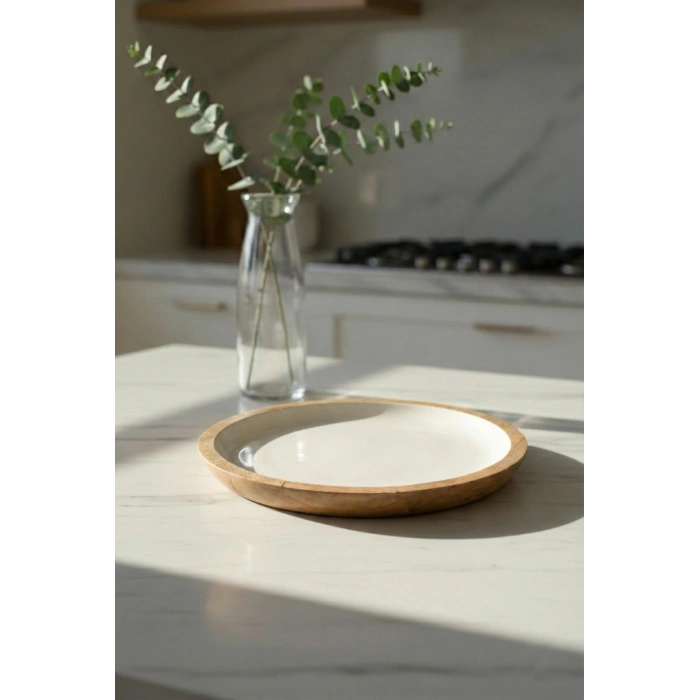 Mango Agacı Pasta Tabağı & Sunum Tabağı 20 Cm Krem