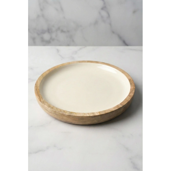 Mango Agacı Pasta Tabağı & Sunum Tabağı 20 Cm Krem