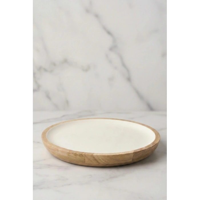 Mango Agacı Servis Tabağı & Sunum Tabağı 25 Cm Krem