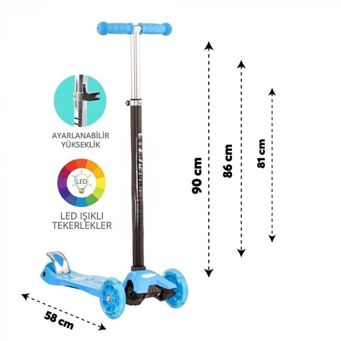 Mavi Twist Işıklı Scooter