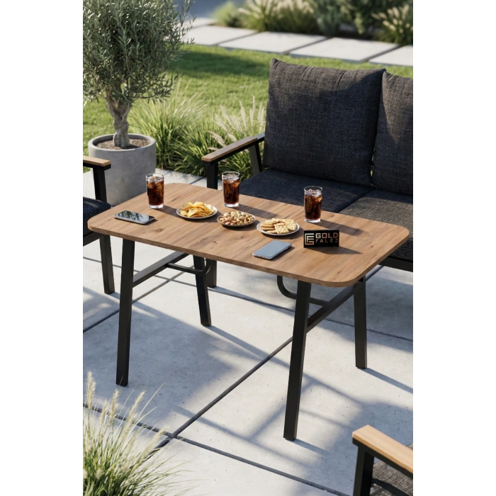 Metal Bahçe Oturma Grubu Minderli Gri 4lü Set