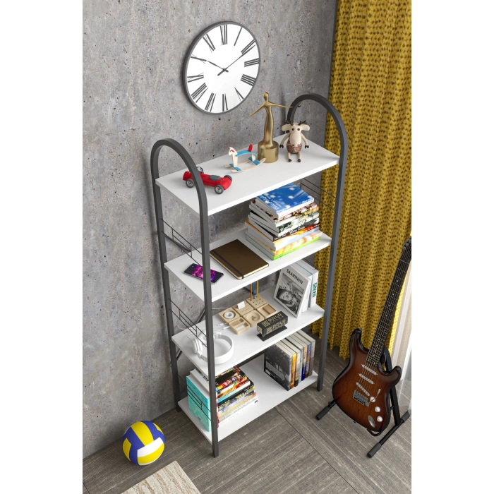 Metal Kitaplık Beyaz 150 cm