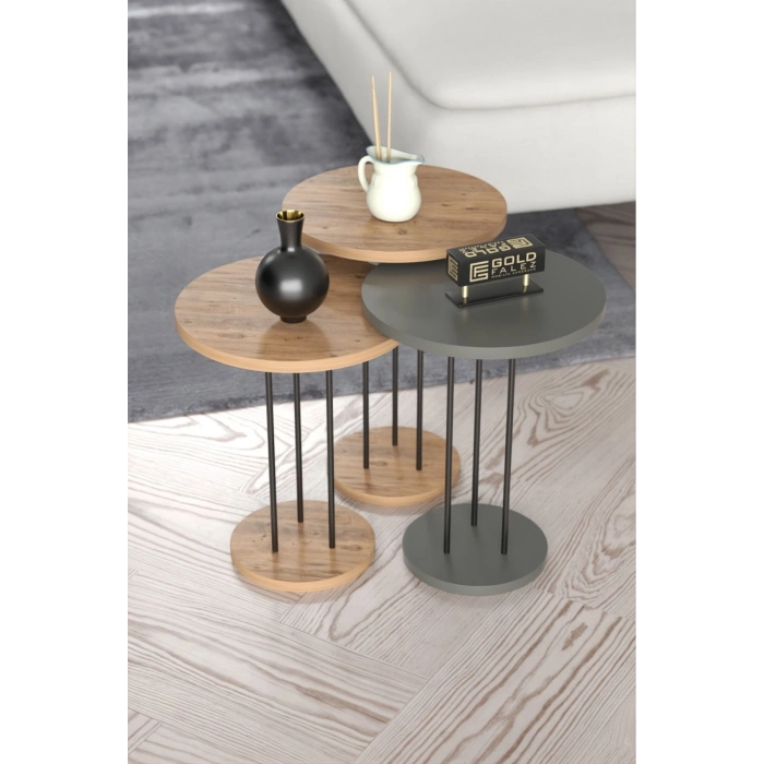 Metal Terra Zigon Ceviz Antrasit 3lü