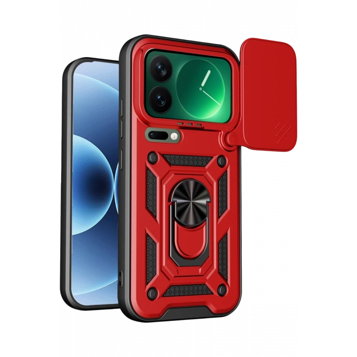 Xiaomi Mi 17 Pro Pars Lens Yüzüklü Silikon - Kırmızı