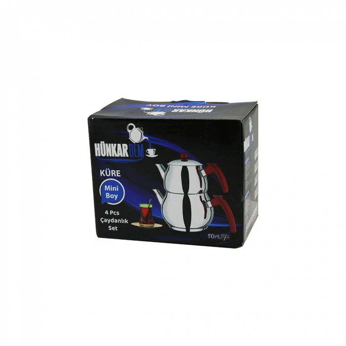 Mini Çelik Çaydanlık Seti 0.75L+1.35L Kendinden Süzgeçli Bakalit Kulplu