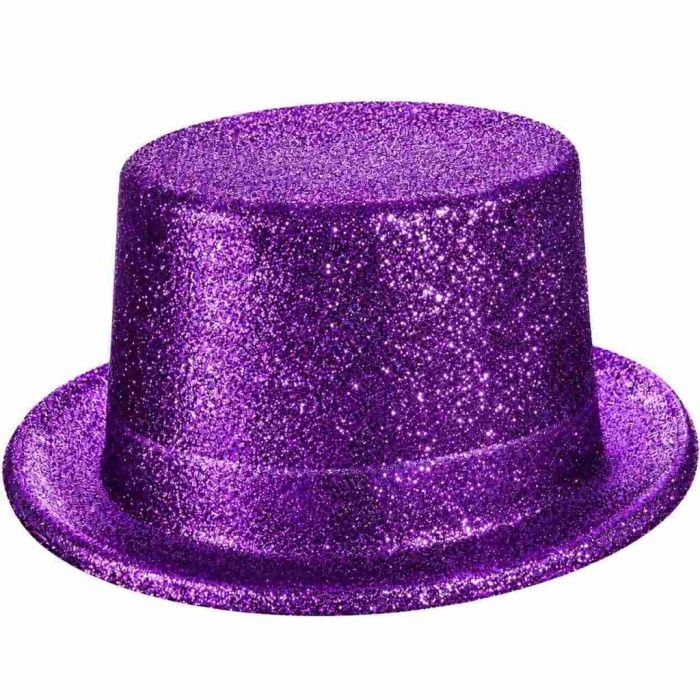Mor Simli Glitter Silindir Parti Şapkası