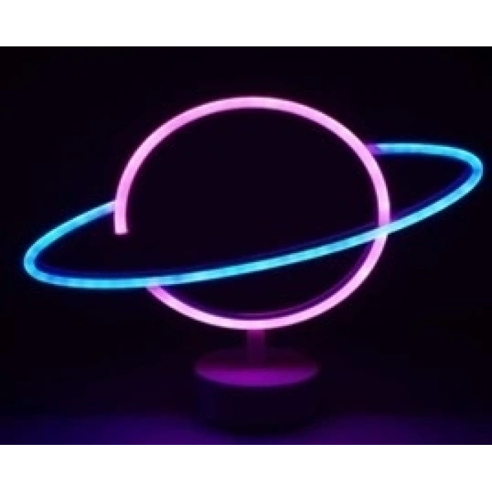 Neon Işıklı Satürn Lamba Pil+usb Mz-n15