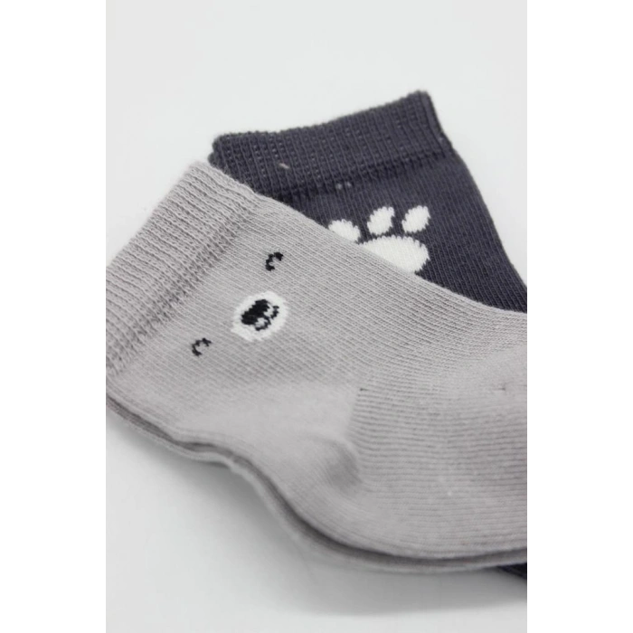 NessiWorld Bear Penye Soket Çorap 2Li BS10116 Gri