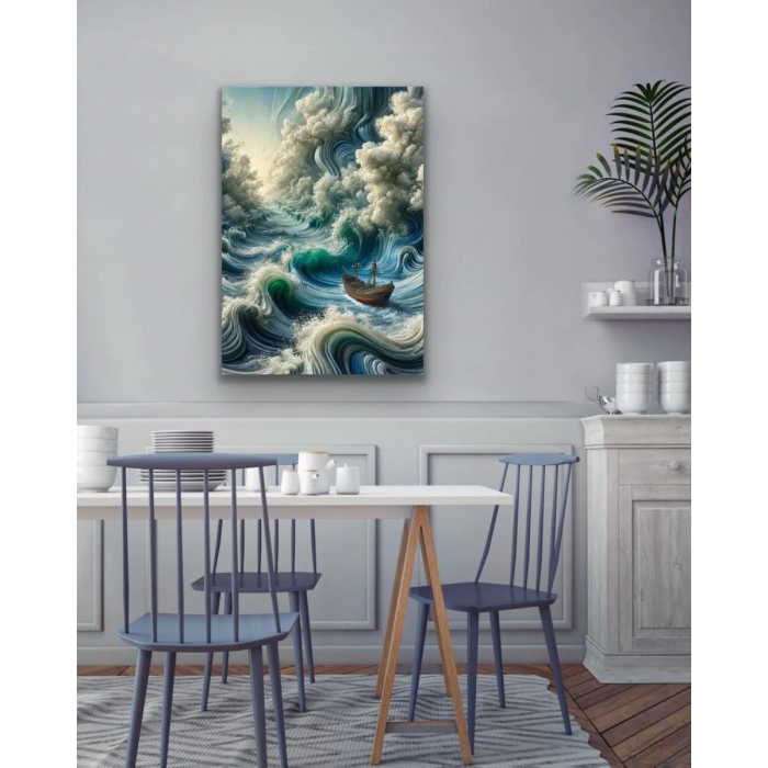 Okyanustaki Yalnız Gemi Kanvas Tablo 70x100cm