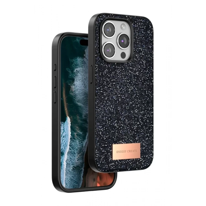 Onegif Apple iPhone 14 Pro Max Uyumlu Bright Simli Kapak - Siyah