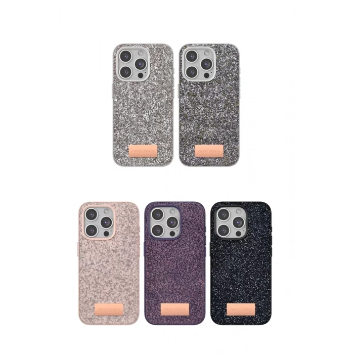 Onegif Apple iPhone 14 Pro Uyumlu Bright Simli Kapak - Derin Mor