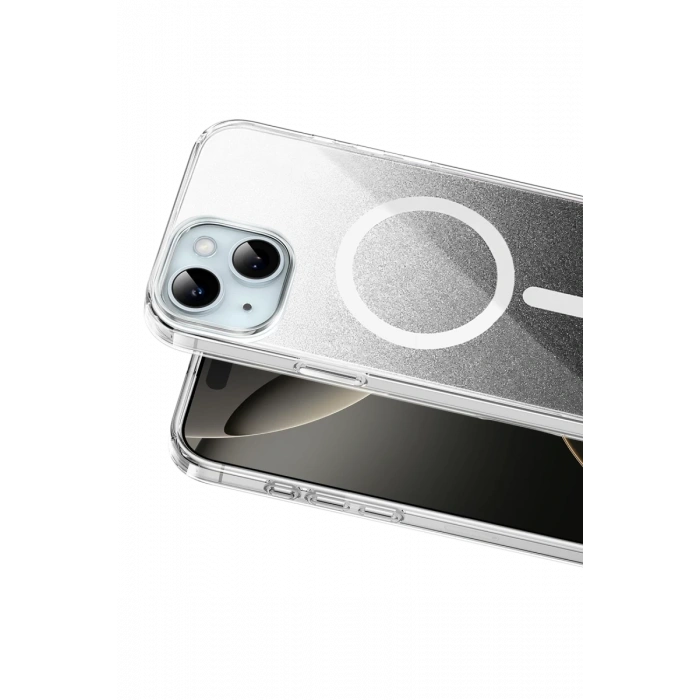 Onegif Apple iPhone 15 Uyumlu Sora Simli Magsafe Kapak - Siyah