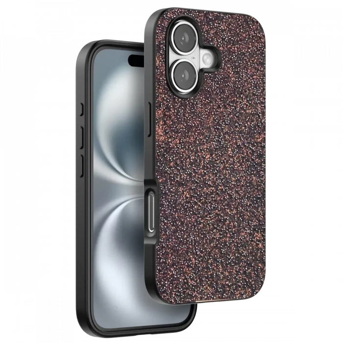 Onegif Apple iPhone 16 Plus Uyumlu Bright Simli Kapak - Derin Mor