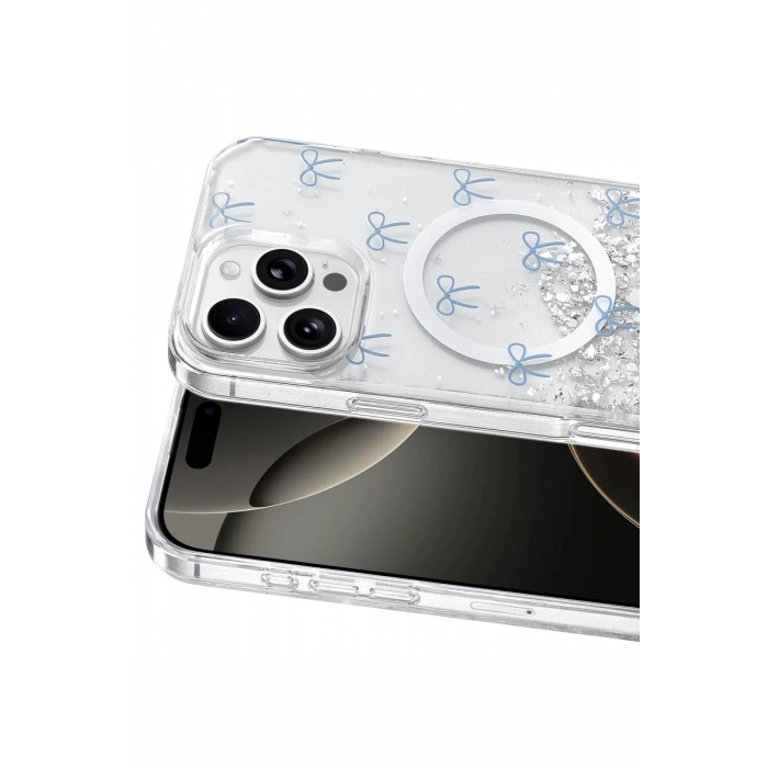 Onegif Apple iPhone 16 Pro Max Uyumlu Misk Simli Magsafe Kapak - Desen 3