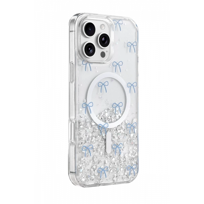 Onegif Apple iPhone 16 Pro Max Uyumlu Misk Simli Magsafe Kapak - Desen 3