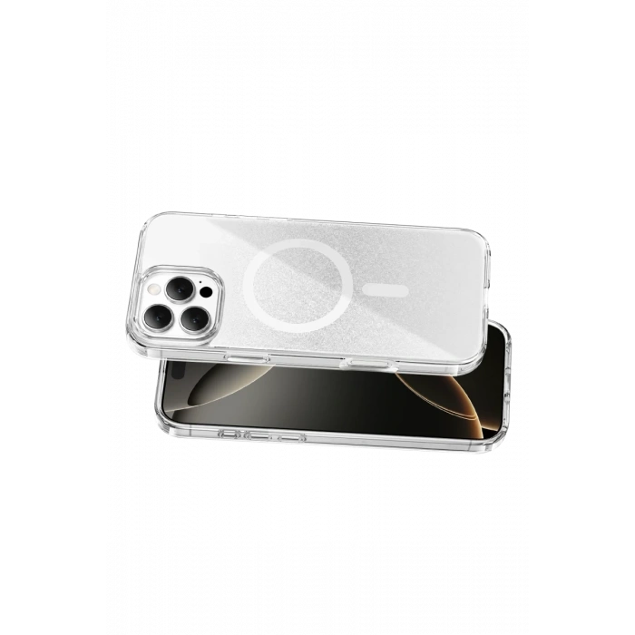 Onegif Apple iPhone 16 Pro Max Uyumlu Sora Simli Magsafe Kapak - Beyaz