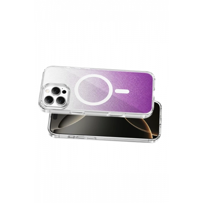 Onegif Apple iPhone 16 Pro Max Uyumlu Sora Simli Magsafe Kapak - Mor