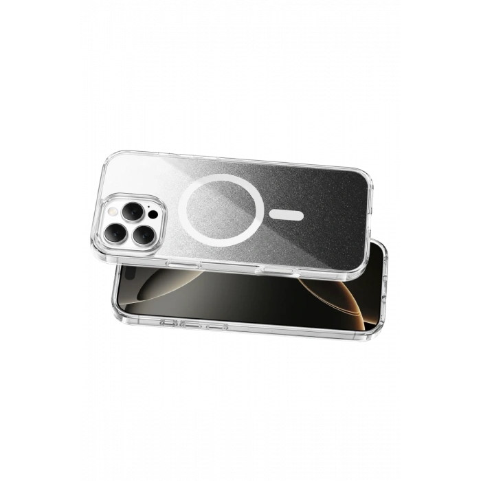Onegif Apple iPhone 16 Pro Max Uyumlu Sora Simli Magsafe Kapak - Siyah