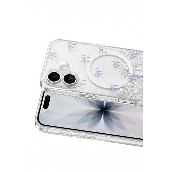 Onegif Apple iPhone 16 Uyumlu Misk Simli Magsafe Kapak - Desen 3