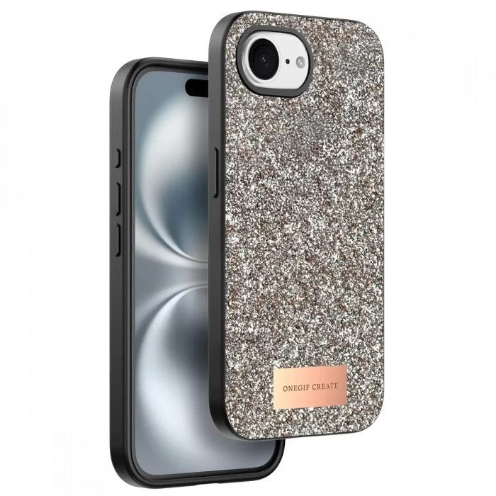 Onegif Apple iPhone 16E Uyumlu Bright Simli Kapak - Çöl Titanyum