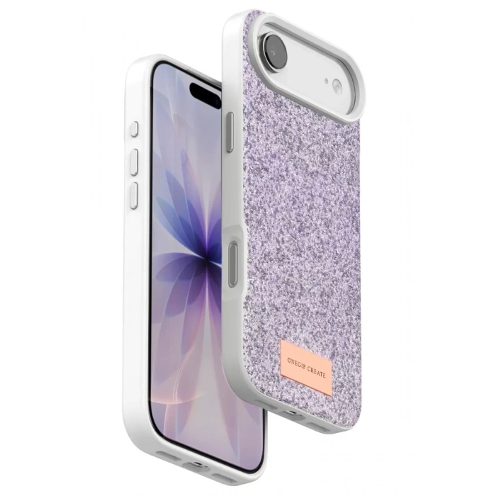 Onegif Apple iPhone 17 Air Uyumlu Bright Simli Kapak - Lila