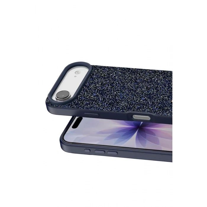 Onegif Apple iPhone 17 Air Uyumlu Bright Simli Kapak - Mavi