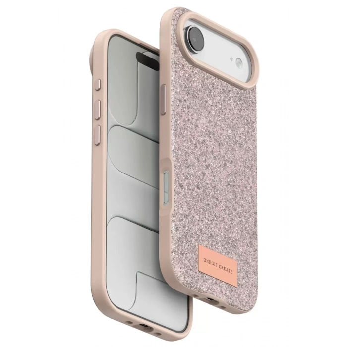 Onegif Apple iPhone 17 Air Uyumlu Bright Simli Kapak - Pembe