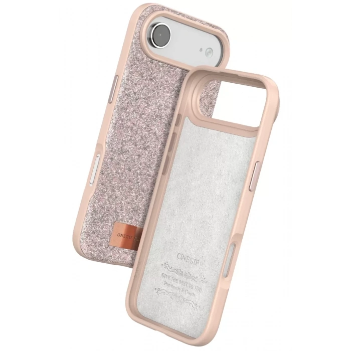 Onegif Apple iPhone 17 Air Uyumlu Bright Simli Kapak - Pembe