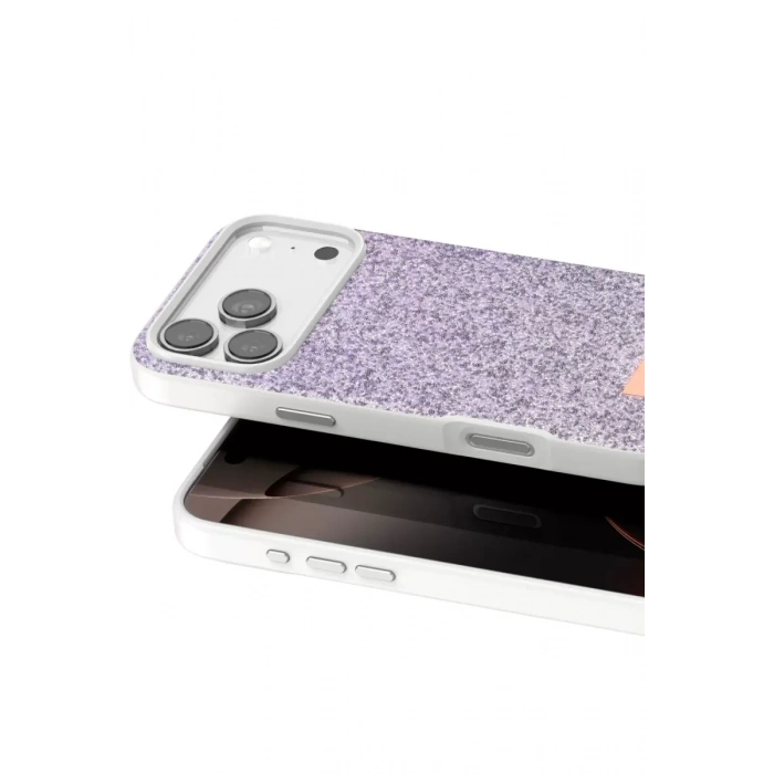 Onegif Apple iPhone 17 Pro Max Uyumlu Bright Simli Kapak - Lila