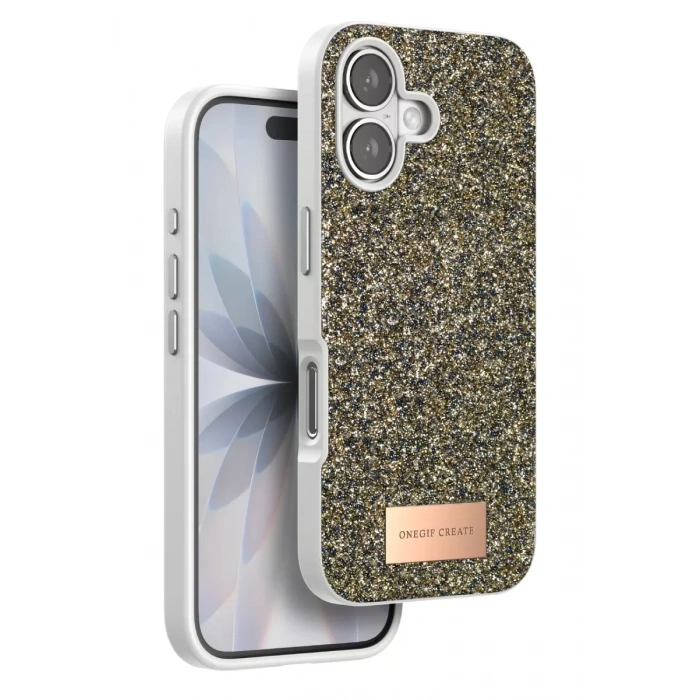 Onegif Apple iPhone 17 Uyumlu Bright Simli Kapak - Çöl Titanyum