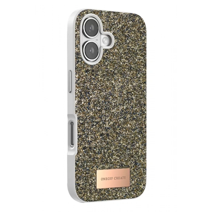 Onegif Apple iPhone 17 Uyumlu Bright Simli Kapak - Çöl Titanyum