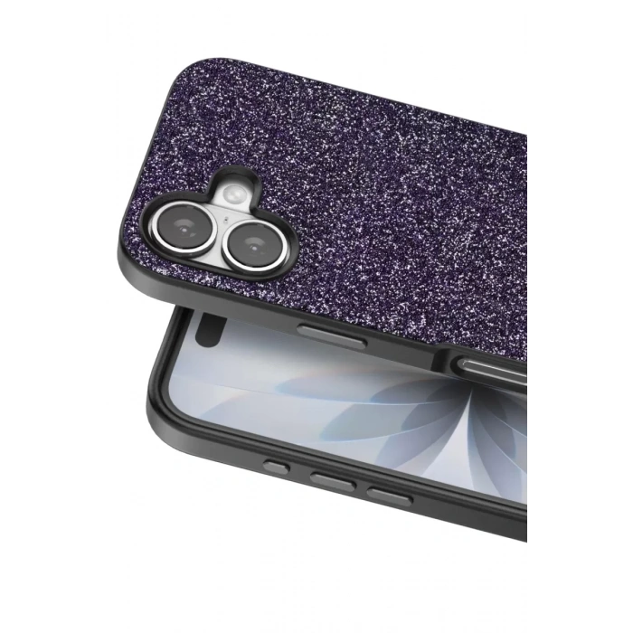 Onegif Apple iPhone 17 Uyumlu Bright Simli Kapak - Derin Mor
